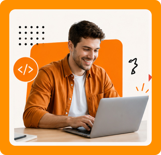 Person managing a portfolio website on a laptop